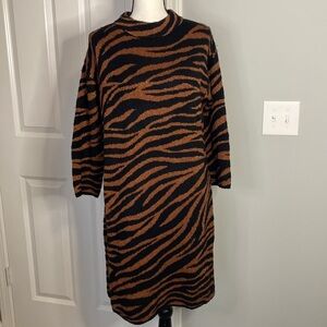 Ann Taylor Sparkle Zebra Print Wool Dress NWT